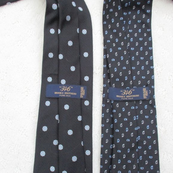 2 BROOKS BROTHERS NECKTIES! BLACK PATTERNED SILK. - Picture 8 of 8